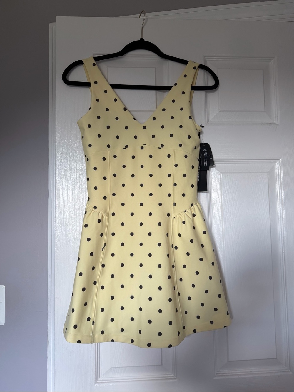 Polka Dot V-Neck Yellow A-Line Dress